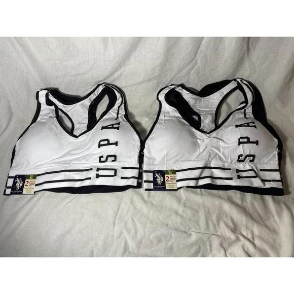 U.S. Polo Assn., Intimates & Sleepwear, Nwt Lot Of 2 Uspa 2 Pack Sports  Bras White Black Xl Us Polo Assn